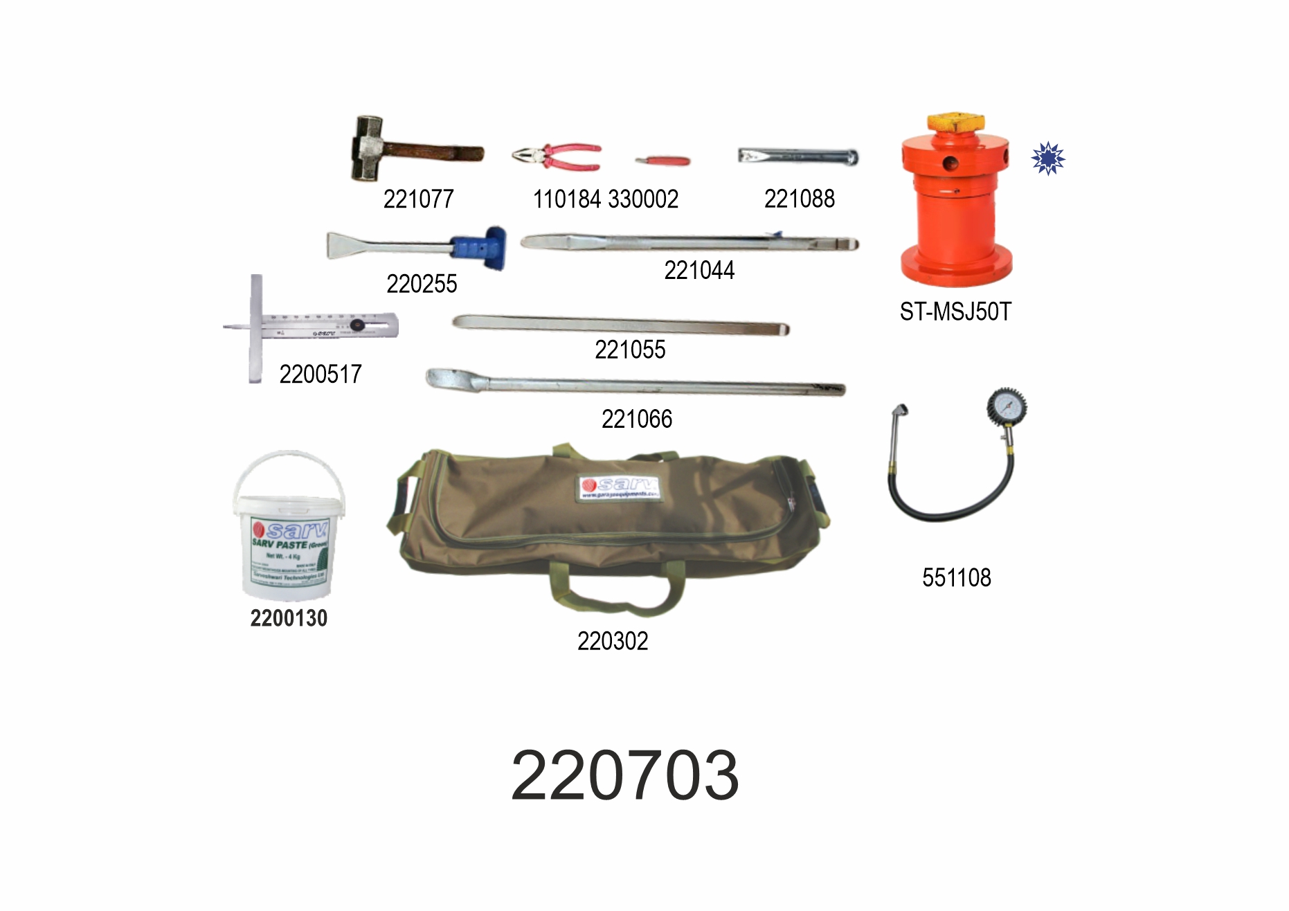 Mount/Demount Tools Kit for Tractor Tyres